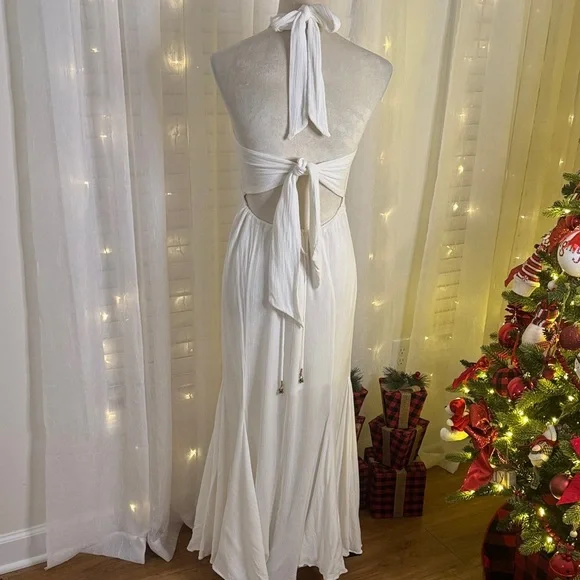 Free People Ivory Backless Halter Dress - Picture 5 of 9